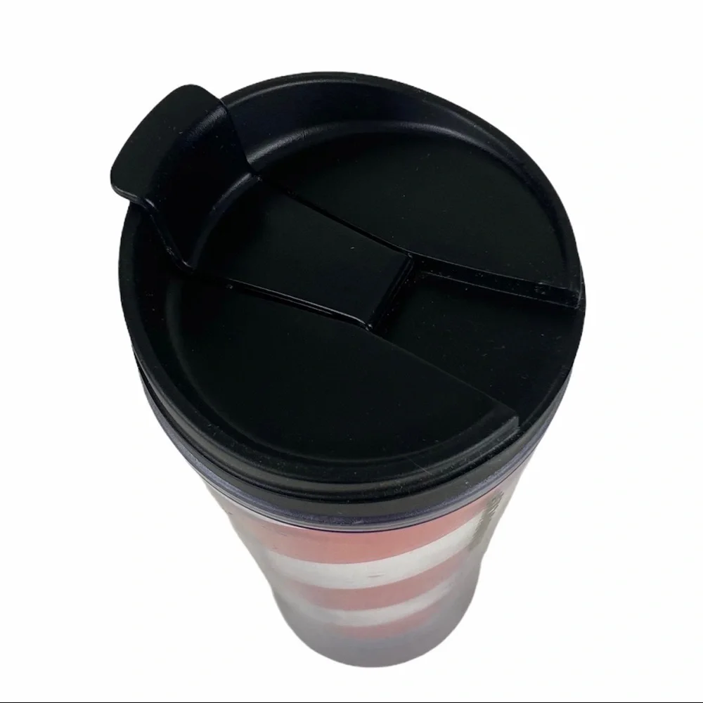 Starbucks 2009 Tall Travel Cup Mug Tumbler w Lid Red White Black Nice